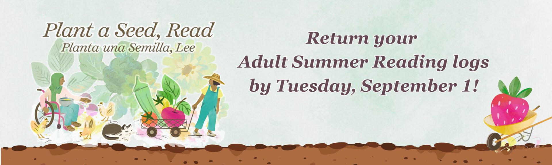 Return your adult summer reading logs by Tuesday, September 1!