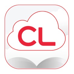 A red outline of a cloud with the red letters CL inside is centered above an open book on a white background, all within a rounded square icon.
