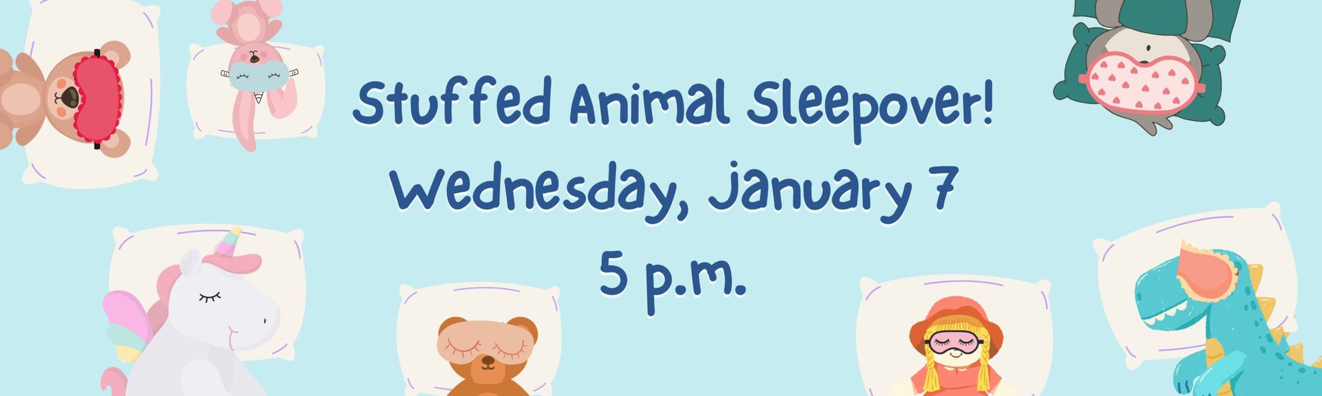 Stuffed Animal Sleepover!
Wednesday, January 7 at 5 p.m.