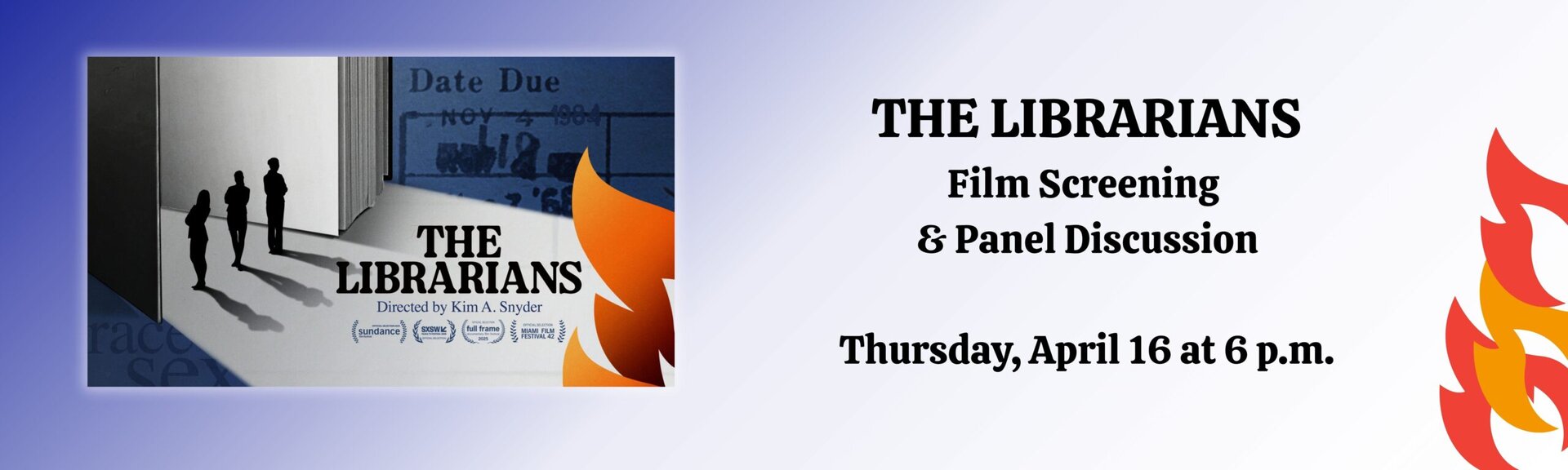 The Librarians film screening and panel discussion
Thursday, April 16 at 6 p.m.