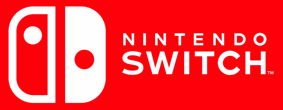 Nintendo Switch logo on a red background, featuring a white stylized console icon on the left and the words Nintendo Switch in bold white letters on the right.